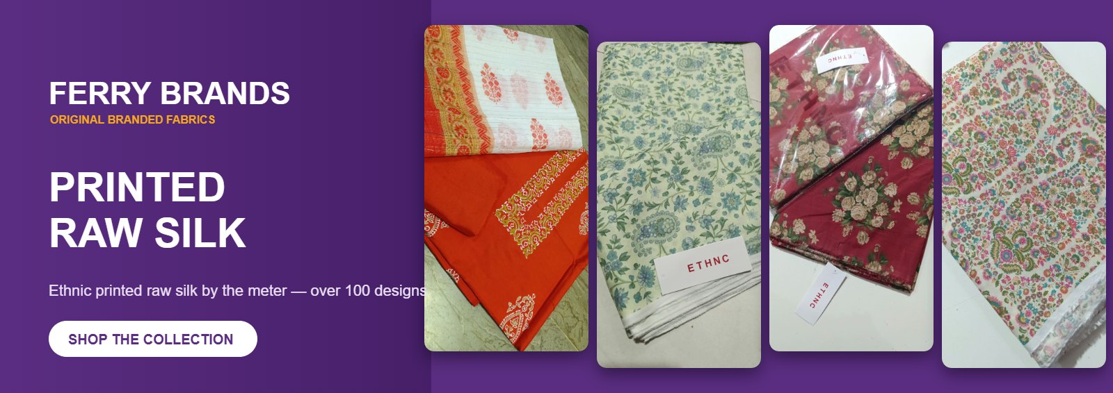 Printed raw silk by the meter