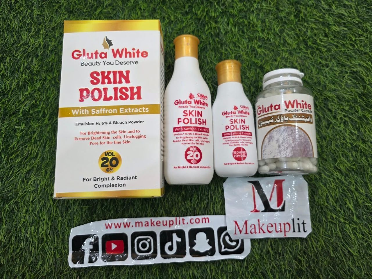 Gluta White Skin Polish + Gluta White Capsules Pack