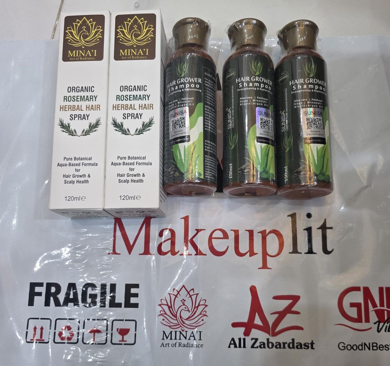 5in1 Deal (2 RoseMary Hair Spray + 3 Sunisa Hair Grower Shampoo)