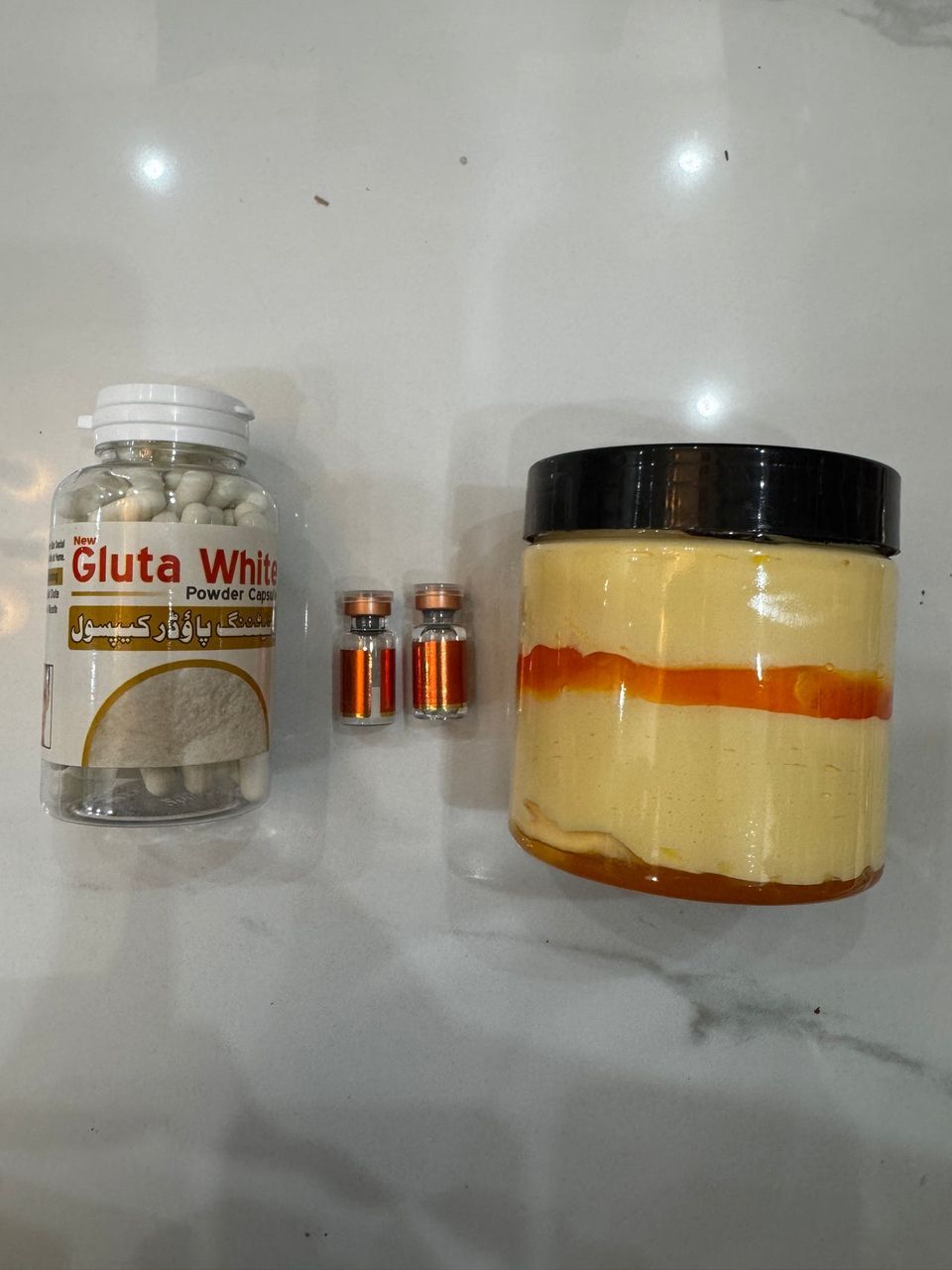 4in1 Deal Honey Butter Zafarani Cream Jar + Serum + Powder + Full Capsule Bottle Gluta White